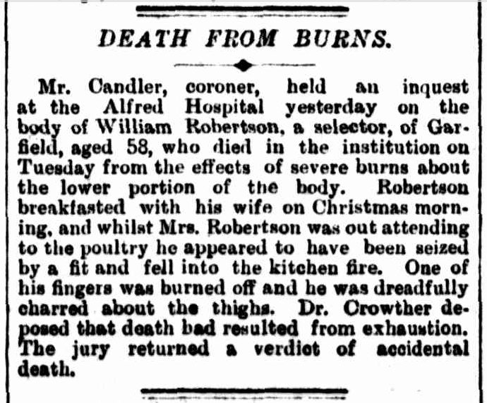 William Robertson Death Article