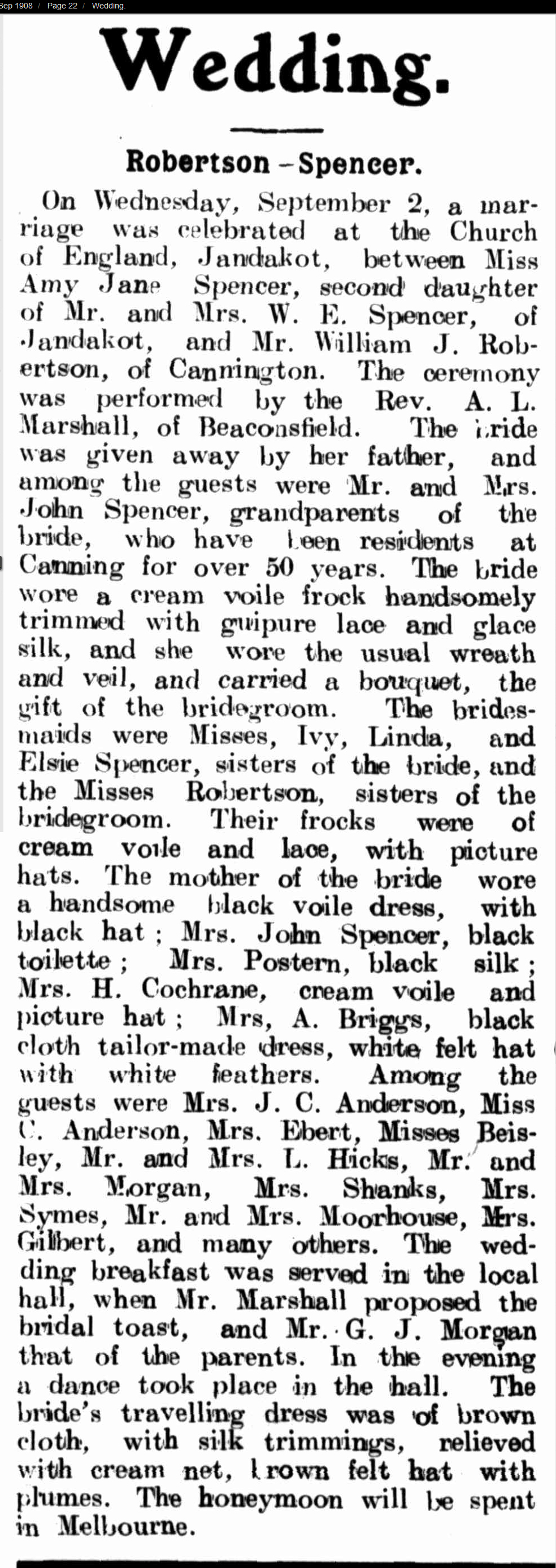 Wedding Notice Robertson Spencer