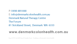 Denmark Colon Health Business Card Back