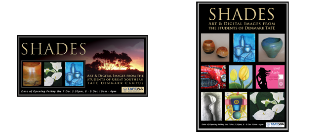 Shades TAFE exhabition advertising material